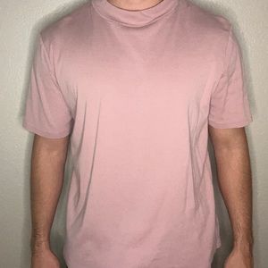 Pink Men’s Mock Neck Forever 21 Shirt - Short Sleeve - Cotton - T / Tee Shirt